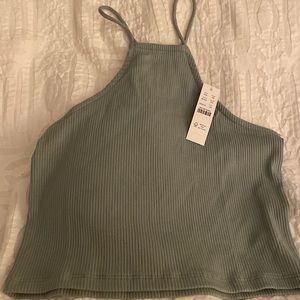 J. Crew Vintage Ribbed Cropped Tank Sage Green XS NEW with tags